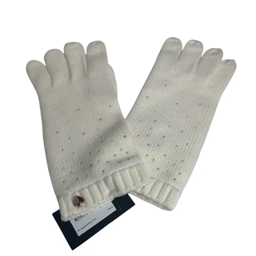 Kate Spade Disco Ball Embellished Gloves Cream one size